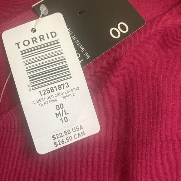 Torrid Beet Red Crop Leggings - Picture 3 of 6